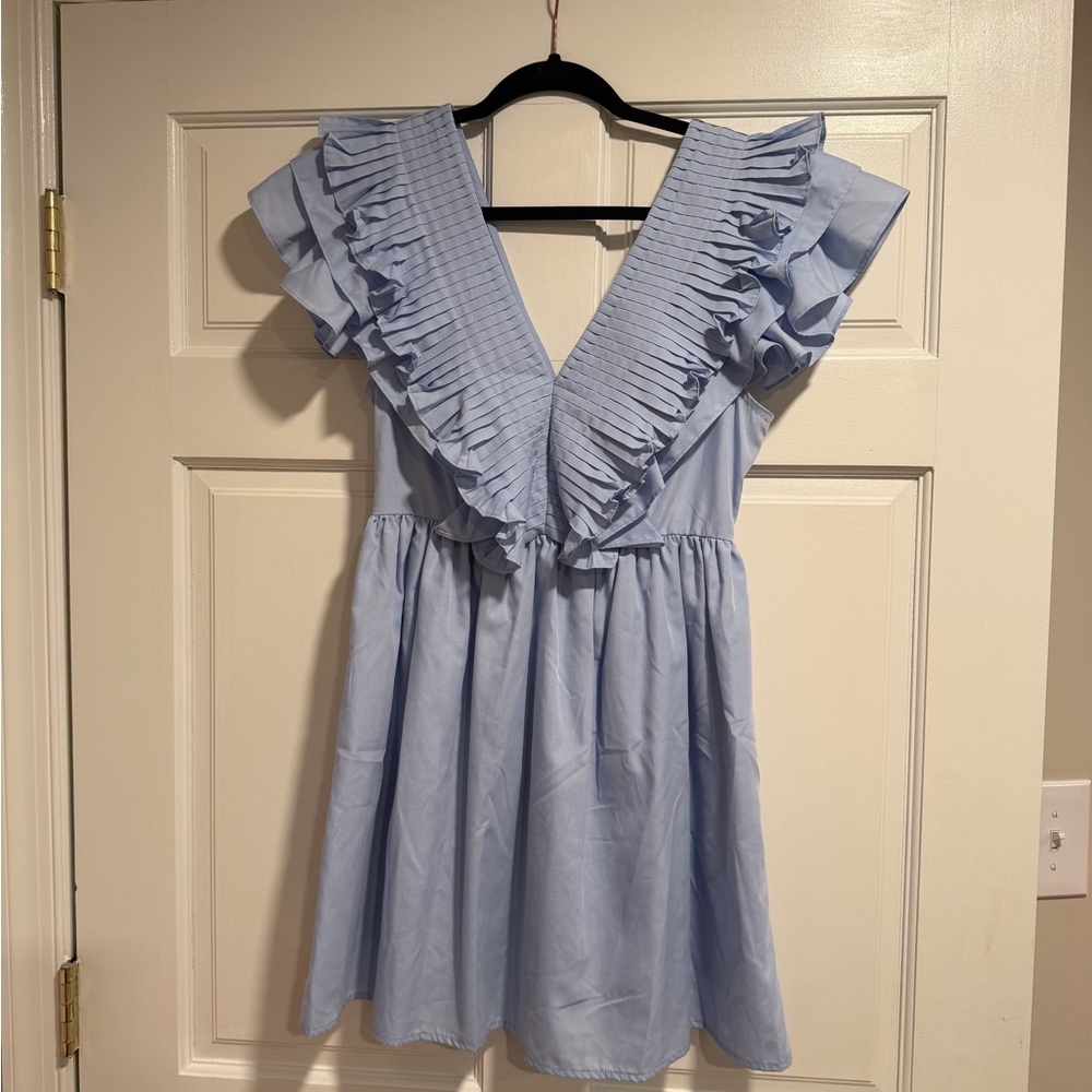 Vici Soft Blue Pleated Dress